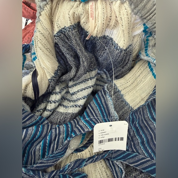 Free People All Lined Up Mini Dress XS Boho Cottagecore Prairie Puff Sleeve - Picture 6 of 8